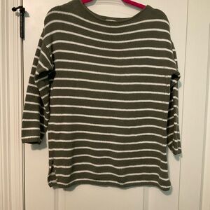 LOFT Olive and White Knit Top